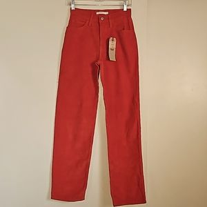 Levi's "94 Baggy Corduroy  Mid Rise Pants Valiant Poppy Orange Red 24X31